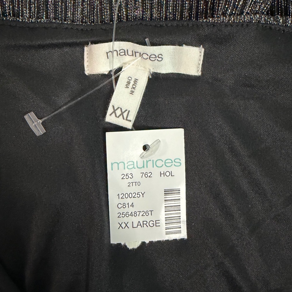 Maurices Silver Metallic Plisse Wrap Peplum Top XXL Long Sleeve‎ Holiday Sparkle - Picture 8 of 11